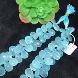 Chalcedony 12X16M Faceted Pear Briolettes , Peru chalcedony Pear shape, Aqua chalcedony , length 8 Inch.