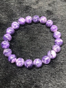 10MM Charoite Bracelet - - AAA Quality - Gemstone Beads - weight 67gm- Charoite Beads length 7.5 Inch Origin Russia