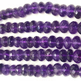Amethyst 10MM faceted Roundel Beads, Good Color in 10" Length , natural Amethyst from Africa , Roundel beads