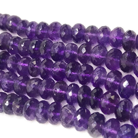 Amethyst 10MM faceted Roundel Beads, Good Color in 10