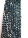 Blue Topaz Faceted Roundel 6-7MM , Top Quality, London Blue topaz Briolette , 67carat weight per strand,length 7 Inch