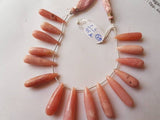 Pink Opal  Long Drop Shape, Length 8 Inches , Drop shape Size 7X29- 8X35 MM ,Natural Opal , pink briolette