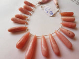 Pink Opal Long Drop Shape, Length 8 Inches , Drop shape Size 7X29- 8X35 MM ,Natural Opal , pink briolette