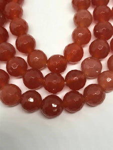 10 MM Carnalian faceted Round beads, Top Quality perfect round shape . deep Orange color