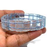 Blue Topaz Bracelet Top Quality 7 Inch length - 100% Natural Blue Topaz Bracelet- Stretch Cord - Topaz Rectangle 14 mm Beads Code 03