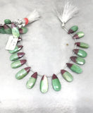 Green and Purple Moonstone Coated faceted Pear Shape - Length 8 Inches , Flat Pear shape 10X24 MM , Moonstone coating