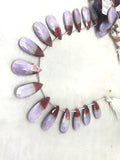 Purple and Red Moonstone Coated faceted Pear Shape - Length 8 Inches , Flat Pear shape 10X24 MM , Moonstone coating