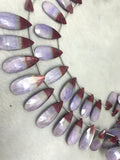 Purple and Red Moonstone Coated faceted Pear Shape - Length 8 Inches , Flat Pear shape 10X24 MM , Moonstone coating