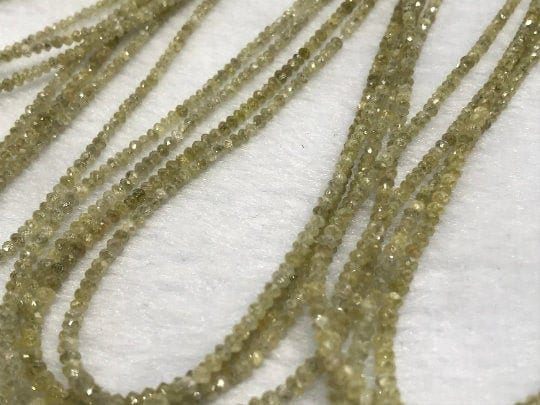 Natural Yellow Diamond Faceted- Diamond Beads AAA Quality ,Size 2-3 MM Good Shining , Length 15