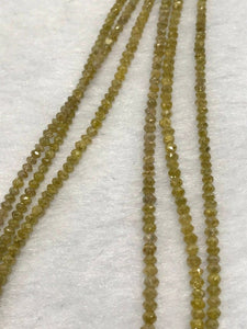 Natural dark yellow Diamond Faceted, Diamond Beads AAA Quality,Size 2-3MM Good Shining , Length 15" and weight 19 carat