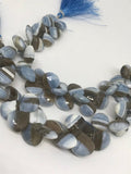 15 MM Blue Opal with Matrix Faceted Briolettes-  Opal Briolettes ,natural blue opal beads. layout shape