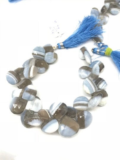 12 MM Blue Opal with Matrix Faceted Briolettes- Opal Briolettes ,natural blue opal beads. layout shape