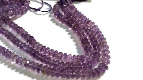 11MM Amethyst Faceted Roundel Beads , Length 15