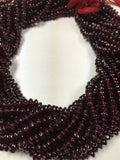 5 Strands , Natural Red Garnet  Roundels 4.5mm ,14 Inch Strand