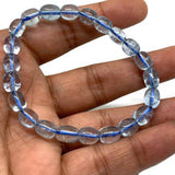 Blue Topaz Bracelet -100% Natural Blue Topaz Bracelet- Stretch Cord - Topaz Nugget 7x9 mm Size beads Code 07 Top Quality 7 Inch length