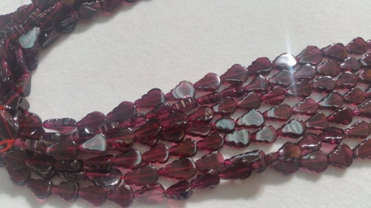 Garnet Full Carving Pear Shape 6x8MM beads length 15 inch . Natural Red garnet beads