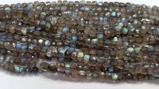 6MM LABRADORITE FACETED BOX Shape Blue fire box shape , Length 8