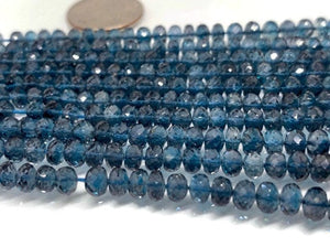 London Blue Topaz 6-7MM Faceted Roundel,  London Blue topaz Rondelles , Length 10 Inches - - Blue topaz Beads