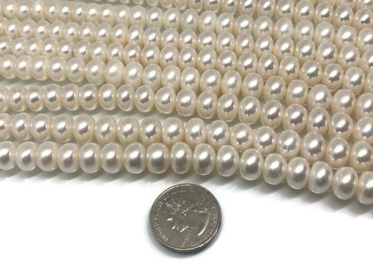 11 mm Freshwater Pearl Cultured Roundel shape Pearl .Natural Freshwater Button Beads , AAA Grade - length 40cm