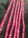 Ruby faceted Roundel 6-9MM . Red Corundum faceted beads. gemstone beads. length 15"