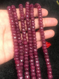 Ruby faceted Roundel 6-9MM . Red Corundum faceted beads. gemstone beads. length 15"