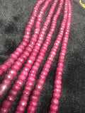 Ruby faceted Roundel 6-9MM . Red Corundum faceted beads. gemstone beads. length 15"