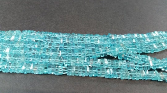 Apatite Heishi shape , Size 4MM , Length 14 Inch . Green Apatite heishi . Apatite Slice