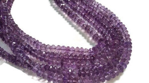 7MM Amethyst  faceted Roundel Beads, Good Color in 15" Length , natural Amethyst from Africa , Roundel beads Quality AA