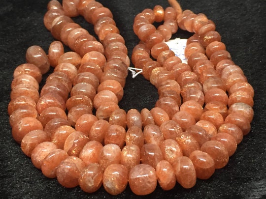 Sunstone  Roundel Beads - 8-12  mm size Length 16 Inch Strand- Good Quality Beads- Natural Sunstone Rondelle