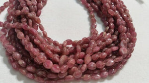 Pink Tourmaline  Oval Beads , Size approx 6x8MM- Length 14 Inch