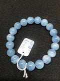 10MM Blue Aquamarine Beaded Bracelet . Length in 7.5 Inch Stretch Bracelet, Aquamarine Bracelet- Top Quality, Code CT