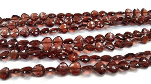 Mozambique Garnet Faceted Heart Shape Briolette Straight Drill 4MM , length is 10"