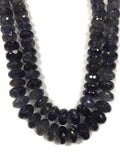 2 Strands Iolite Faceted Roundel Beads 9 mm, Finest AAA Quality Wholesale Price