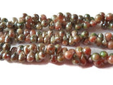 Green Moonstone Coated faceted Drop Shape - Length 8 Inches , Drop shape 5X7 MM side drill, Moonstone coating, AAA Quality