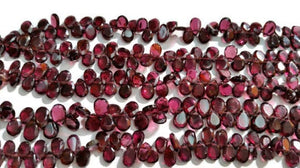 Garnet Faceted Flat Pear Shape, Size 5x7MM , Top Drill beads in 15" red garnet faceted shape