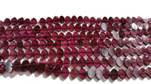 Garnet Flat fancy Shape,size  5X7mm Length of strand 15" . Red garnet Fancy Shape