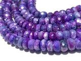 10 Pcs 8 MM Moonstone Faceted Roundel Coated Beads - Good Quality faceted beads- Blue Color