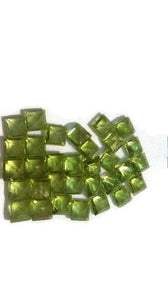 5mm Peridot Square Faceted Cabs, Square cut stone , Pack of 10 Pc . Peridot Loose cabochon . faceted stones