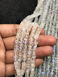 5MM RAINBOW Moonstone Faceted Roundel shape, Length 14'' Top Quality faceted Beads. Blue Rainbow Moonstone