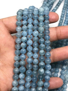 6mm Aquamarine Round Beads, Perfect Round Beads- Wholesale Price- Length 40 cm- Blue Aquamarine Beads AA Quality