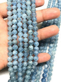 6mm Aquamarine Round Beads, Perfect Round Beads- Wholesale Price- Length 40 cm- Blue Aquamarine Beads AA Quality