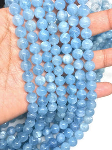 AAAA Quality half strand 8mm Aquamarine Round Beads, Perfect Round Beads- Wholesale Price- Length 20 cm- Blue Aquamarine Beads