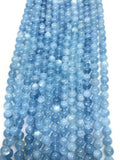 AAA Quality 8mm Aquamarine Round Beads, Perfect Round Beads- Wholesale Price- Length 40 cm- Blue Aquamarine Beads