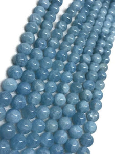 AA Quality 8mm Aquamarine Round Beads, Perfect Round Beads- Wholesale Price- Length 40 cm- Blue Aquamarine Beads