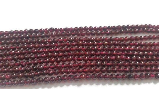 Garnet Round Beads, 4mm, 3mm , 4.5mm, 16 Inch Strand,