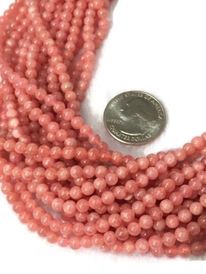 5 MM RHODOCHROSITE SMOOTH Round Beads, 4A Grade, Rare Available Quality , Length 40 cm