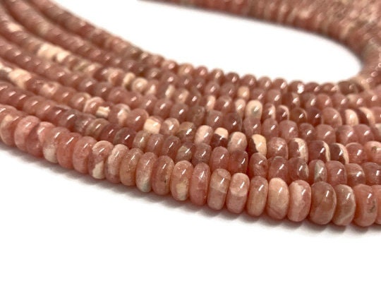 Rhodochrosite Roundel Beads 6MM- AAA Quality Length 40cm, Good Quality- Rhodochrosite Rondelles - Rhodochrosite Beads