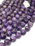 12mm Charoite Smooth Round Beads - 40 cm Length - AAA Quality - Gemstone Beads - Wholesale Price - Charoite Beads Origin Russia