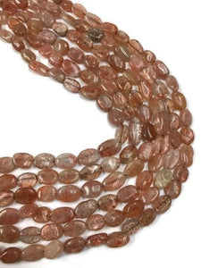 Sunstone Smooth Oval, 7x9mm to 8x10mm size, 15" Strand, Quality AA , natural gemstone beads