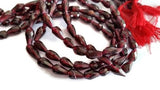 Garnet Faceted Drops Shape 5x9MM straight Drill in 14" Length , Garnet beads , origin is India .